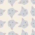 Cute cats colorful seamless pattern background. Vector illustration of kitten heads in color