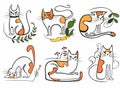 Cat doodles in abstract hand drawn style,  Set of cats illustration/ Royalty Free Stock Photo
