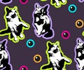 Cute Cats and flowers seamless pattern. Pet vector illustration. Cartoon cat images. Cute design for kids. ÃÂ¡hildren`s pattern Royalty Free Stock Photo