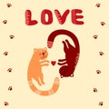 Cute cats inlove with word love.