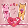 Cute cats with loving hearts