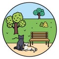 Cute cats mascots adorables in the park Royalty Free Stock Photo