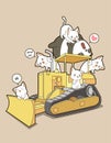 Cute cats and panda on tractor Royalty Free Stock Photo