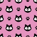 Cute cats seamless pattern, little kittens, texture for wallpapers, fabric, wrap, web page backgrounds, vector illustration