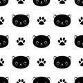 Cute cats seamless pattern, little kittens, texture for wallpapers, fabric, wrap, web page backgrounds, vector illustration