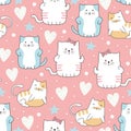 Cute cats seamless pattern with pastel colors. Vector for kids and baby fashion textile print Royalty Free Stock Photo