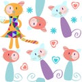 Cute cats seamless pattern and seamless pattern in swatch menu, picture