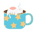 Cute cats swim, sleep and relax in coffee or tea cup isolated Royalty Free Stock Photo