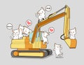 Cute cats and the tractor Royalty Free Stock Photo