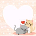 Cute cats in Valentine`s Day background. Royalty Free Stock Photo