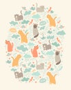 Cute cats vector card