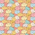 Cute Cats Vector Pattern Background. Fun Doodle. Royalty Free Stock Photo