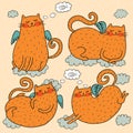 Cute cats vector set