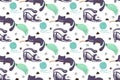 Cute Cats and Yarn Playful Pattern Vector Illustration Royalty Free Stock Photo