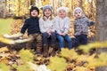 Cute caucasian kids on fall season outdoors Royalty Free Stock Photo