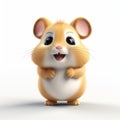 Cute Cel Shaded 3d Hamster Model On White Background