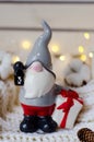 Cute ceramic statuette of Santa Claus Royalty Free Stock Photo