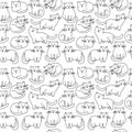 Cute chabby cats Seamless thin line icons background pattern. Royalty Free Stock Photo