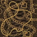 Cute chain texture seamless with snake skin pattern. Flat and solid color vector illustration.