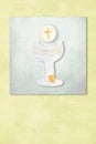 Cute chalice first communion invitation card Royalty Free Stock Photo