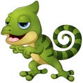 Cute chameleon lizard cartoon pointing