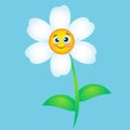 Cute chamomile character natural plant with green stem