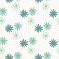 Cute chamomiles flowers seamless pattern on dots background. Doodle style. Pretty daisies floral endless wallpaper Royalty Free Stock Photo