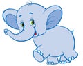 Cute character of a blue elephant having fun running, isolated object on a white background, vector illustration Royalty Free Stock Photo