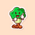 cute character of broccoli thumbs up