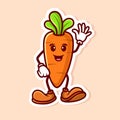 cute character of carrot wave hand