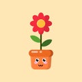 Cute Character Flower Bloom beautiful flower Icon, and illustration Vector