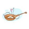 Cute character of frying pan with egg and heart for Valentine\'s day and more. Best for postcard, stickers and more designs