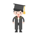 Cute character, graduation people and diploma in flat design