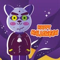 Cute Character on Halloween Vector Poster