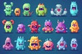 Cute character monsters, pixel illustration