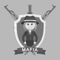 Mafia character profession design vector black and white