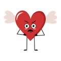 Cute character red heart with wings and angry emotions Royalty Free Stock Photo