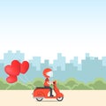 cute character riding vehicle to send love