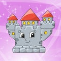 Cute character. Royal Castle. Colorful vector illustration. Cartoon style. Isolated on color abstract background. Template for Royalty Free Stock Photo
