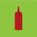 Cute Character Sauce Bottles Illustration