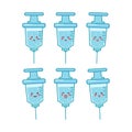 Cute syringe character illustration smile happy mascot logo kids play toys template