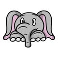 Cute character, surprised elephant, cartoon elephant emotions, vector illustration