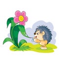 Cute character taking race from flower petal, cartoon illustration, isolated object on white background, vector Royalty Free Stock Photo