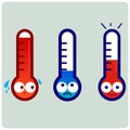 Cartoon thermometer characters. Vector illustration Royalty Free Stock Photo