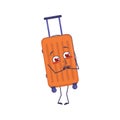 Cute character of vacation suitcase falls in love with eyes hearts, kiss face, arms and legs. The funny or smile