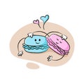 Cute characters of macaroon with heart for Valentine\'s day and more. Best for postcard, stickers and more designs