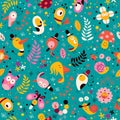 Cute characters nature pattern Royalty Free Stock Photo