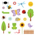 Cute characters set. Vector collection. Frogs and insects Royalty Free Stock Photo