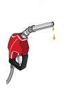 Cute characters and speech bubble gas pump fuel pump cartoon illustration drawing and dripping oil and turkish liras money symbol