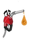 Cute characters and speech bubble gas pump fuel pump cartoon illustration drawing and dripping oil and turkish liras money symbol